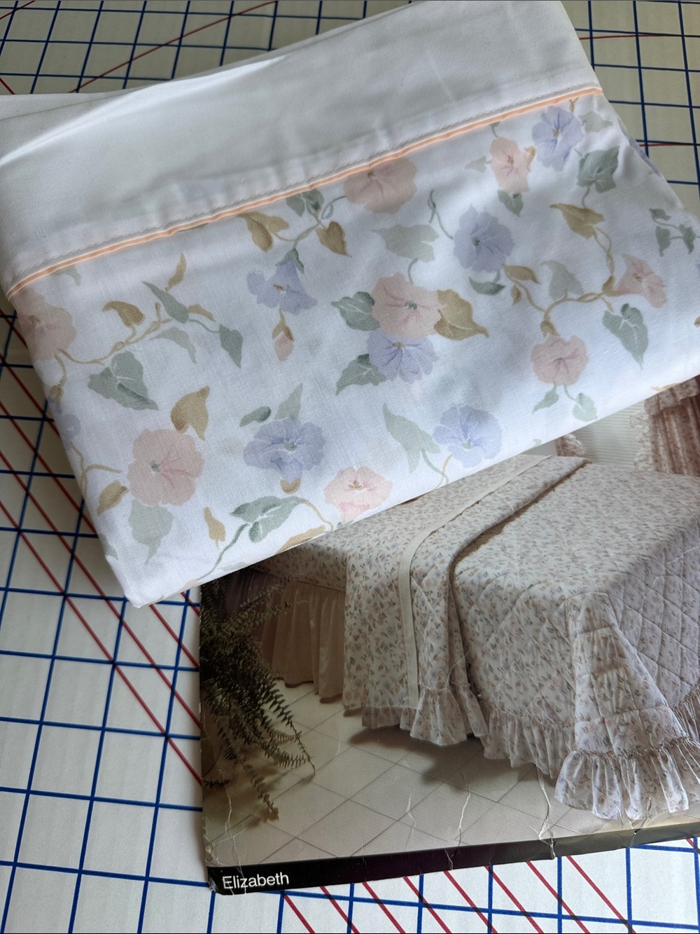 Vintage JCPenney Percale Flat Sheet Full Floral Morning Glory Pastel USA NOS